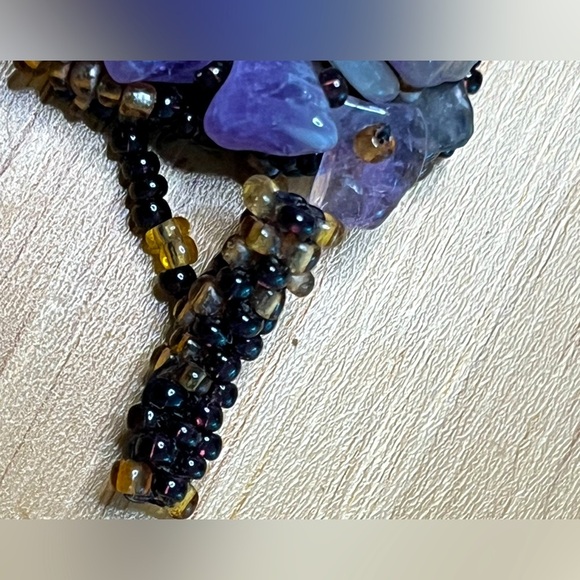 Vintage beaded amethyst quartz bracelet, 7” - Picture 6 of 10